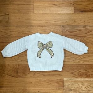 H&M White Sweater with Gold Bow
